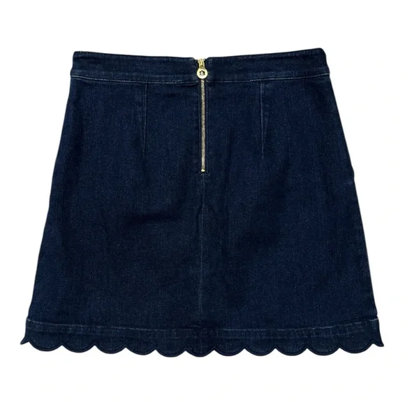 Draper James Scallop Denim Skirt size 2 in Dark Wash - Picture 5 of 6